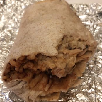 QDOBA Mexican Eats - Chicken, brown rice, three cheese queso, and ancho bbq sauce in a wheat burrito. - Mexican Near Me - Columbia, Maryland QDOBA Mexican Eats - Chicken, brown rice, three cheese queso, and ancho bbq sauce in a wheat burrito. - Mexican Near Me - Columbia, Maryland