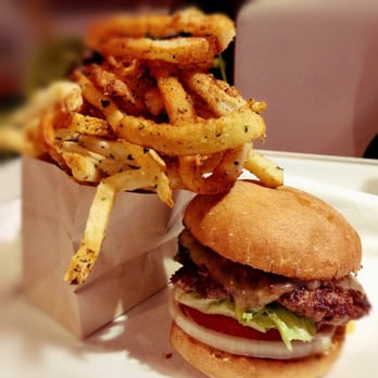 Burger Lounge - 1/4 pound burger next two the 1/2 and 1/2 fry and onion rings - Burgers Near Me - Temecula, California Burger Lounge - 1/4 pound burger next two the 1/2 and 1/2 fry and onion rings - Burgers Near Me - Temecula, California
