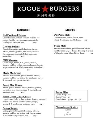 Menu photo 2 Rogue Burgers medford , OR