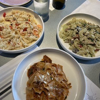 Sixty Vines - left to right: campanelle, braised pork pappardelle, creste di gallo - New American Near Me - Nashville, Tennessee Sixty Vines - left to right: campanelle, braised pork pappardelle, creste di gallo - New American Near Me - Nashville, Tennessee