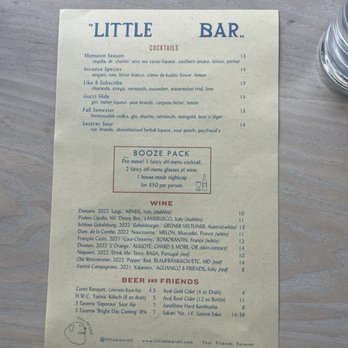 Little Bear - Menu - New American Near Me - Atlanta, Georgia