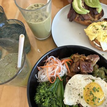 Toast Kitchen & Bakery - Pork belly bowl and cucumber lemonade - Breakfast & Brunch Near Me - Tustin, California Toast Kitchen & Bakery - Pork belly bowl and cucumber lemonade - Breakfast & Brunch Near Me - Tustin, California
