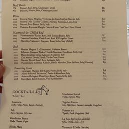 Drink menu