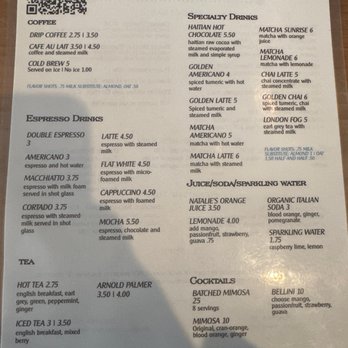 Brown Butter - Front of the menu - Coffee & Tea Near Me - Brooklyn, New York