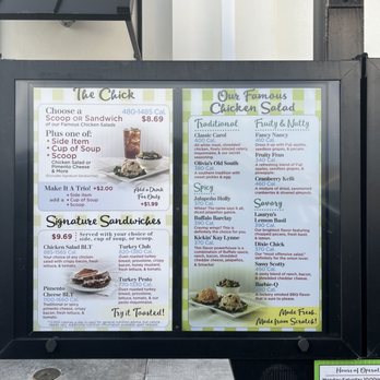 Chicken Salad Chick - a menu for a restaurant - Southern Near Me - Oviedo, Florida Chicken Salad Chick - a menu for a restaurant - Southern Near Me - Oviedo, Florida