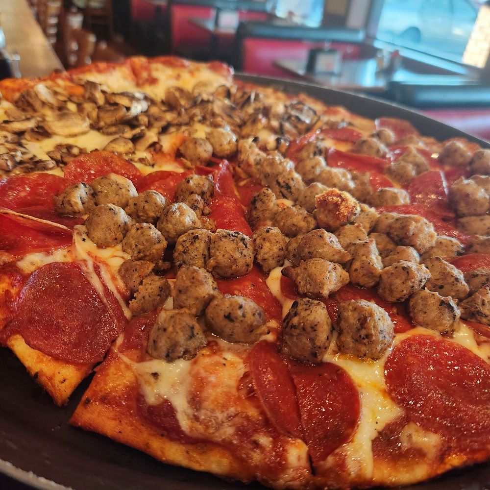 Shakey's Pizza Parlor - Pizza half mushroom and sausage with Pepperoni - Pizza Near Me - Whittier, California Shakey's Pizza Parlor - Pizza half mushroom and sausage with Pepperoni - Pizza Near Me - Whittier, California