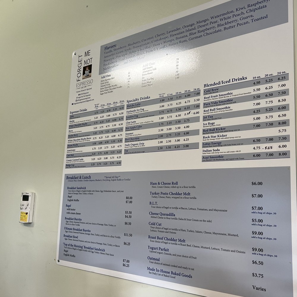 Forget Me Not Espresso - Ordering menu - Coffee & Tea Near Me - Fairbanks, Alaska