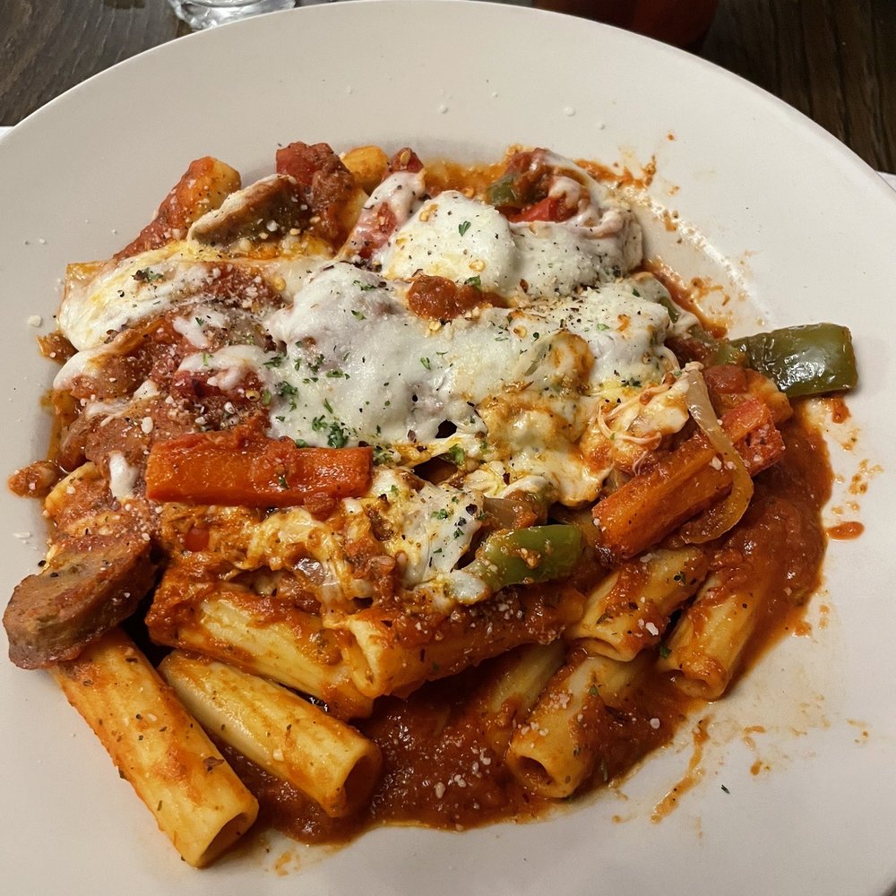Hershey Italian Lodge - Sausage, Peppers, and Onions over Rigatoni - Italian Near Me - Hershey, Pennsylvania Hershey Italian Lodge - Sausage, Peppers, and Onions over Rigatoni - Italian Near Me - Hershey, Pennsylvania