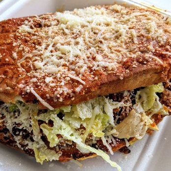 Tacos La Mexicana - Tacos La Mexicana 1-30-21: Pambazo - Chorizo, Potatoes, Lettuce, Queso Fresco, Sour Cream, Red Sauce - Mexican Near Me - Las Vegas, Nevada Tacos La Mexicana - Tacos La Mexicana 1-30-21: Pambazo - Chorizo, Potatoes, Lettuce, Queso Fresco, Sour Cream, Red Sauce - Mexican Near Me - Las Vegas, Nevada