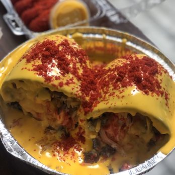 Fatima's Grill - Wet Nacho Cheese Burrito- lengua with Hot Cheetos - Mediterranean Near Me - Downey, California