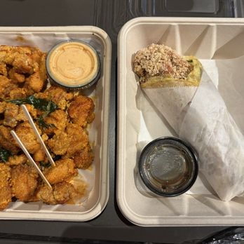 Bopomofo Cafe - Spicy Popcorn Chicken and Scallion Pancake Wrap - Cafes Near Me - Irvine, California Bopomofo Cafe - Spicy Popcorn Chicken and Scallion Pancake Wrap - Cafes Near Me - Irvine, California