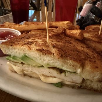 Grizzly Cafe - A view of the Tim sandwich, chicken breast , avocado, cheese on grilled sourdough - American Near Me - Wrightwood, California Grizzly Cafe - A view of the Tim sandwich, chicken breast , avocado, cheese on grilled sourdough - American Near Me - Wrightwood, California