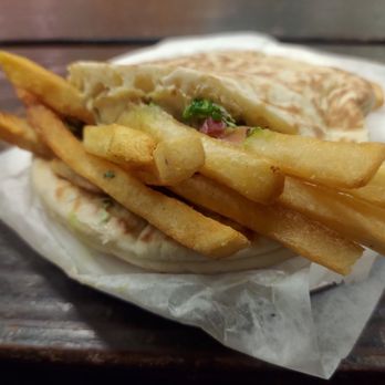Falafel Stop - Pita with Jerusalem mix and complimentary fries. So freaking good - Falafel Near Me - Sunnyvale, California Falafel Stop - Pita with Jerusalem mix and complimentary fries. So freaking good - Falafel Near Me - Sunnyvale, California