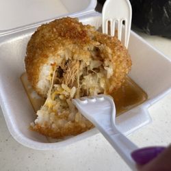 Aloha Family Grill - Kalua pork (had some sort of sauce on the pork) and cheese! Not at all island like. Kalua is supposed to be pork and Hawaiian salt.