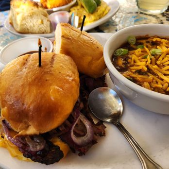 From Scratch Restaurant - BBQ Beef Brisket Sandwich with side of Chili - Breakfast & Brunch Near Me - Carmel, California From Scratch Restaurant - BBQ Beef Brisket Sandwich with side of Chili - Breakfast & Brunch Near Me - Carmel, California