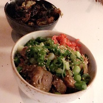 Ramen Tatsu-Ya - Pork belly rice bowl and my fave Brussels sprouts - Ramen Near Me - Austin, Texas Ramen Tatsu-Ya - Pork belly rice bowl and my fave Brussels sprouts - Ramen Near Me - Austin, Texas