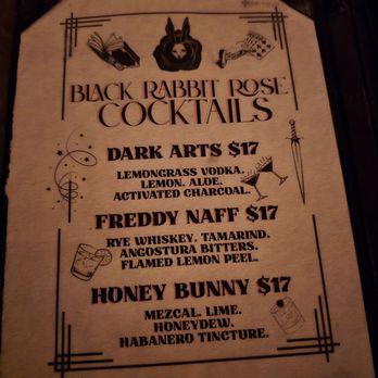 Black Rabbit Rose - Cocktails Menu - Cocktail Bars Near Me - Los Angeles, California