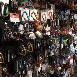 Alpenglow Adventure Sports - Hardware wall for all your climbing and industrial needs.