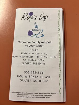 Menu photo 8 Rosie's Cafe Grants, NM