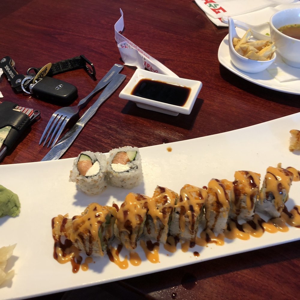 Shrimp tempura California roll and the Philly Roll.  (Sorry I started to eat before picture)