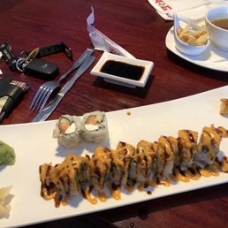 Shrimp tempura California roll and the Philly Roll. (Sorry I started to eat before picture) Shrimp tempura California roll and the Philly Roll. (Sorry I started to eat before picture)