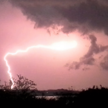 Lake Travis - Lightning strikes on Lake Travis!  Yeah, note the spot the bolt strikes.  Don't go fishing there. - Lakes Near Me