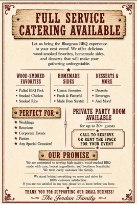 Menu photo 1 Bluegrass BBQ & Catering Cowpens, SC Menu photo 1 Bluegrass BBQ & Catering Cowpens, SC