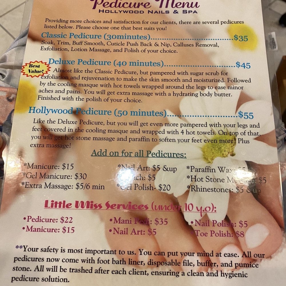 Hollywood Nails & Spa - Pedi Menu - Nail Salons Near Me - Franklin, Tennessee Hollywood Nails & Spa - Pedi Menu - Nail Salons Near Me - Franklin, Tennessee