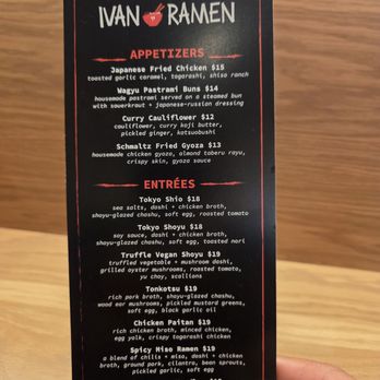 Ivan Ramen - Menu Selections - Noodles Near Me - Las Vegas, Nevada