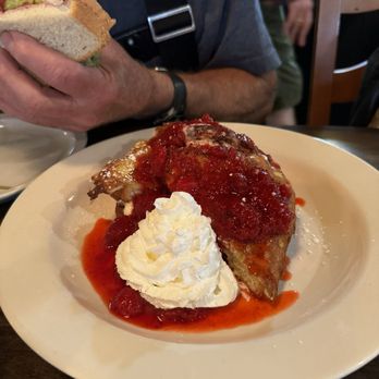 Jeremy's Farm to Table - Strawberry stuffed French toast. 3 slices!! - New American Near Me - Chehalis, Washington Jeremy's Farm to Table - Strawberry stuffed French toast. 3 slices!! - New American Near Me - Chehalis, Washington