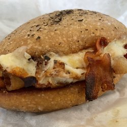 Bacon egg and cheese on house made focaccia YUM