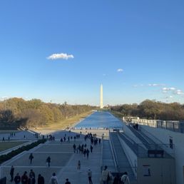 View of the Washington Monument from the steps of the Lincoln memorial. View of the Washington Monument from the steps of the Lincoln memorial.