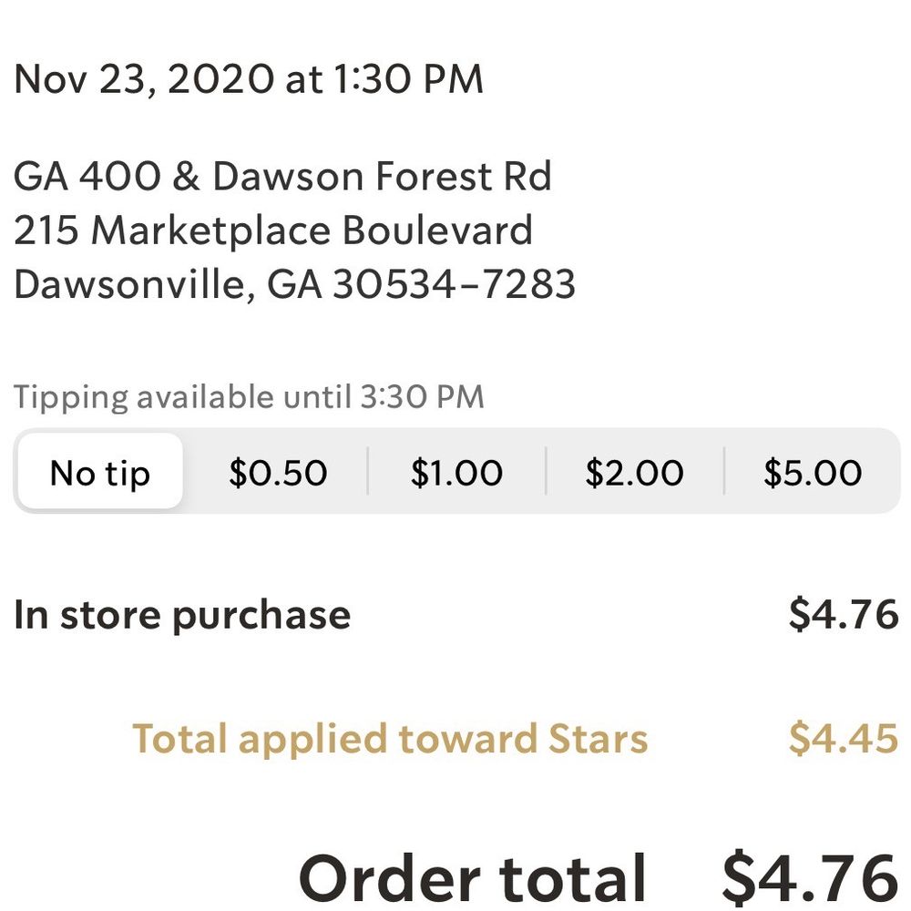 The online receipt for the in store order The online receipt for the in store order