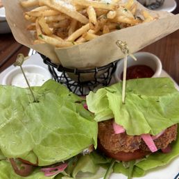 Panko crusted snapper lettuce samis (subbed out the ciabatta bun)