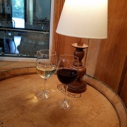 Glass of wine in the corner seat