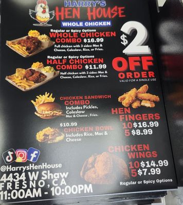 Menu photo 1 Harry's Hen House Fresno, CA