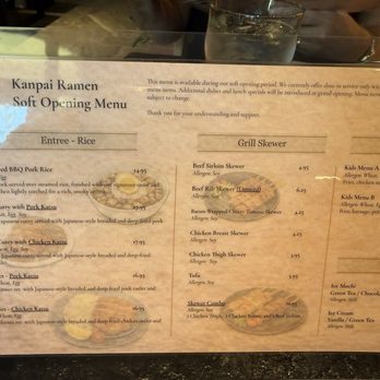 Kanpai Ramen - Soft opening menu (1 of 2) - Ramen Near Me - New Port Richey, Florida