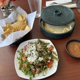 Nopales salad, tortillas, chips & salsa