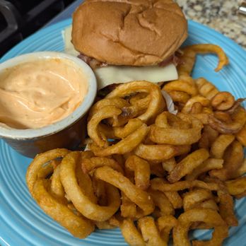 Arby's - Hubby pickup for me, chicken bacon Swiss, and curly fries. I made the Sriracha mayo - Fast Food Near Me - Dandridge, Tennessee Arby's - Hubby pickup for me, chicken bacon Swiss, and curly fries. I made the Sriracha mayo - Fast Food Near Me - Dandridge, Tennessee