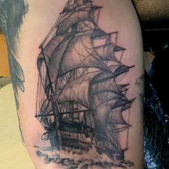 Endangered Studio - Clipper ship tattoo done by E.S. - Tattoo Near Me - Monroe, Connecticut Endangered Studio - Clipper ship tattoo done by E.S. - Tattoo Near Me - Monroe, Connecticut