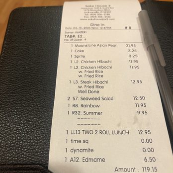 Sake House 2 - $119.95 - Lunch 3 Adults & 1 kiddo - Sushi Bars Near Me - Jacksonville, Florida