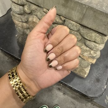 Venus Nail Lounge - Dip + chrome gold French tips - Nail Salons Near Me - Upland, California