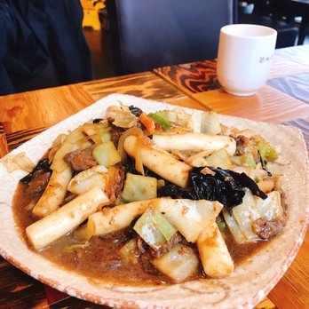 Bonjuk FortLee - Royal tteok bokki (Stir-fried rice cake) $15.95 - more Chinese flavor in my opinion - Korean Near Me - Fort Lee, New Jersey