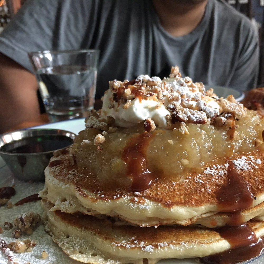 Rubicon - Pancakes with pear purée and salted caramel sauce - Cocktail Bars Near Me - Harrisburg, Pennsylvania Rubicon - Pancakes with pear purée and salted caramel sauce - Cocktail Bars Near Me - Harrisburg, Pennsylvania