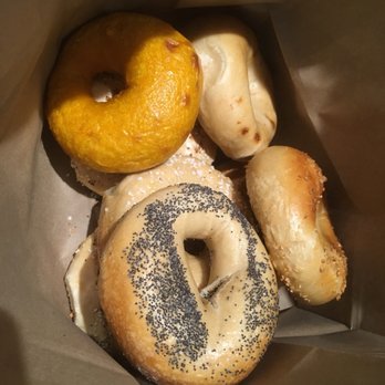 Bagels ‘n Grinds - Egg, poppyseed, garlic, sundried tomato, Asiago, everything, and sea salt bagel - Coffee & Tea Near Me - College Park, Maryland