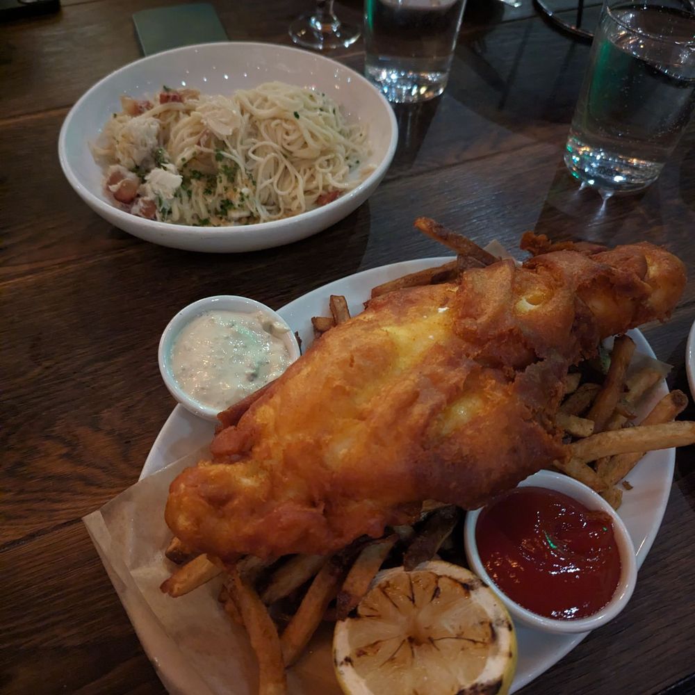 Waypoint - Fish and Chips and Crab Angel Hair Pasta - Bars Near Me - Cambridge, Massachusetts Waypoint - Fish and Chips and Crab Angel Hair Pasta - Bars Near Me - Cambridge, Massachusetts