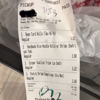 The Dim Sum - Receipt - Dim Sum Near Me - Westminster, California The Dim Sum - Receipt - Dim Sum Near Me - Westminster, California