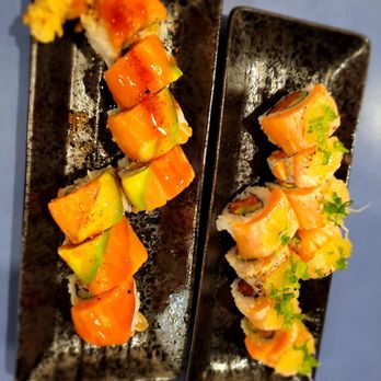 Malulu Sushi - The one on the right is supposed to be The Lion King roll, Which is supposed to have onions and cucumber on top but instead had extra lemon. - Sushi Bars Near Me - San Clemente, California Malulu Sushi - The one on the right is supposed to be The Lion King roll, Which is supposed to have onions and cucumber on top but instead had extra lemon. - Sushi Bars Near Me - San Clemente, California