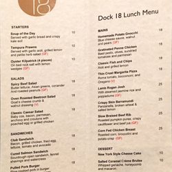 Dock 18 Restaurant - Lunch Menu