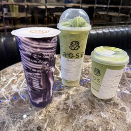 Ube Taro Fresh Milk, Matcha Marble, & Coconut Matcha. Ube Taro Fresh Milk, Matcha Marble, & Coconut Matcha.